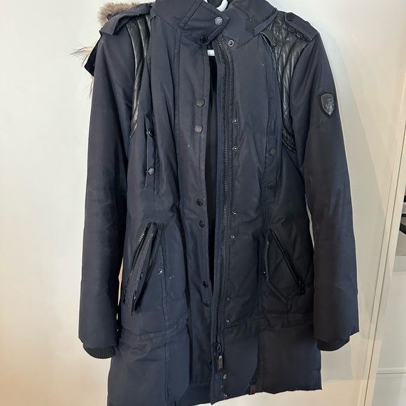 Rudsak Blue Parka size Medium with Fur and Leather - Picture 1 of 13
